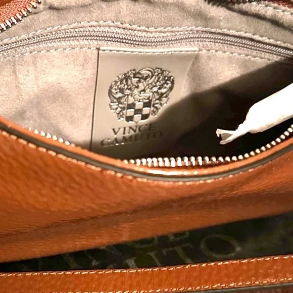 NWT Vince Camuto Genuine convertible Leather Crossbody Satchel in toffee brown - Picture 13 of 16